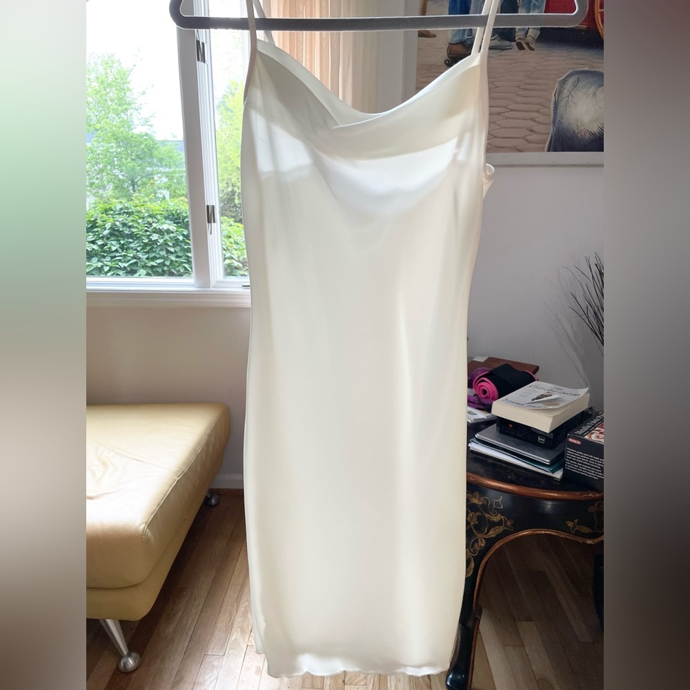 Bebe White Satin Slip Dress